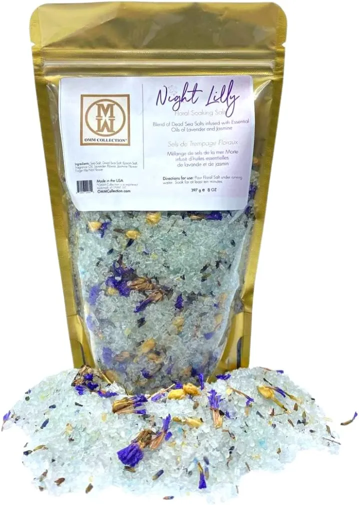 Floral Soaking Bath Salts Bag 14 oz (Night Lily)