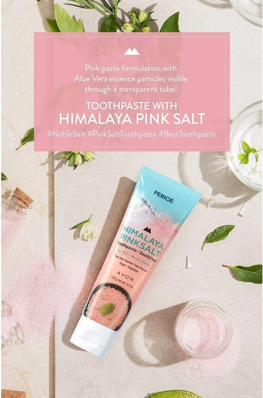 Flouride-Free Himalayan Pink Salt Toothpaste, 3.4 oz [3-Pack] - Ice Mint w/Aloe Vera | Vegan, Cruelty-Free, Paraben-Free Plaque & Tartar Remover Oral Care Travel Size Toothpaste