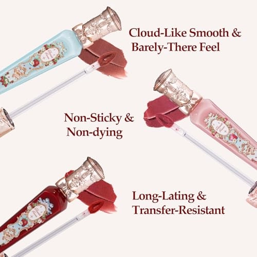Flower Knows Strawberry Rococo Cloud Lip Cream Matte Liquid Lipstick-Long Lasting&Highly Pigmented Lip Stain -Velvety Waterproof Lip Makeup for Girls&Women-0.12 Fl Oz,1 Count(S02 Peachy Milk)