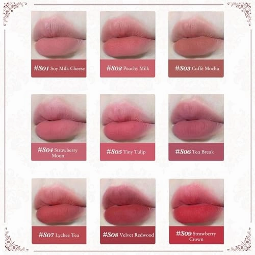 Flower Knows Strawberry Rococo Cloud Lip Cream Matte Liquid Lipstick-Long Lasting&Highly Pigmented Lip Stain -Velvety Waterproof Lip Makeup for Girls&Women-0.12 Fl Oz,1 Count(S07 Lychee Tea)