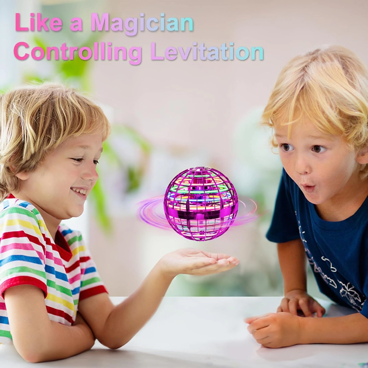 Flying Orb Ball (Pink, 2024 Upgraded) with Dazzling Lights, Magic Hover Spinner, Boomerang Drone, Floating Cosmic Globe, Kids Outdoor Toys for 6 7 8 9 10 Year Old Boys Girls