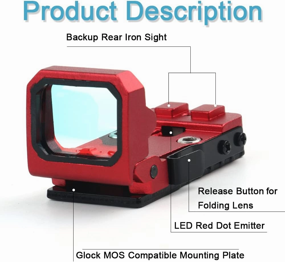 Folding Flip Up Red Dot Compact Reflex Sight Red Dot Compact RMR Flip for Mounts and Slides for Outdoor Hunting with Heightened Base for Rifle Pistol Handgun