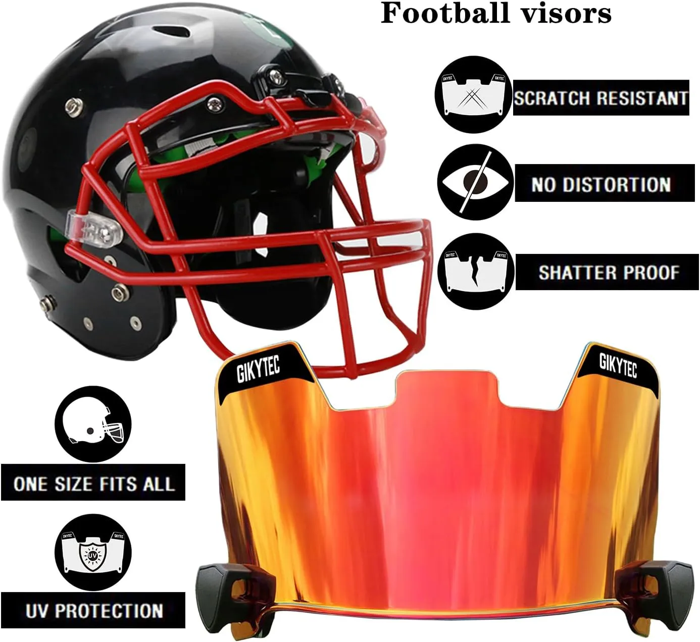 Football Visor Football Helmet Visor Scratch Resistant UV Block Facial Protection Visor for Youth & Adult