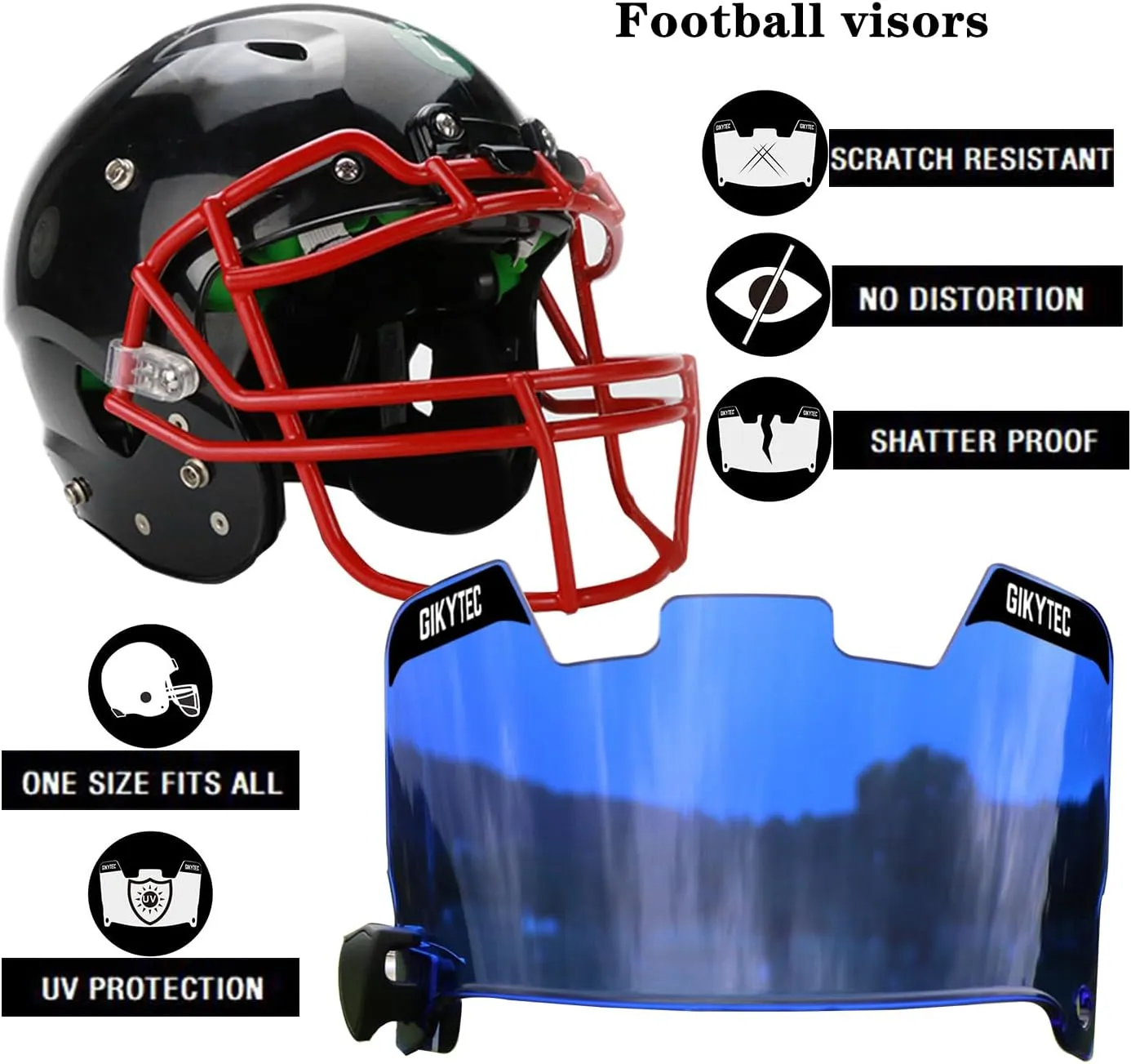 Football Visor Football Helmet Visor Scratch Resistant UV Block Facial Protection Visor for Youth & Adult