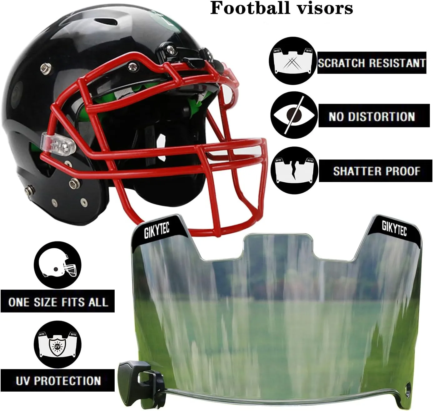 Football Visor Football Helmet Visor Scratch Resistant UV Block Facial Protection Visor for Youth & Adult