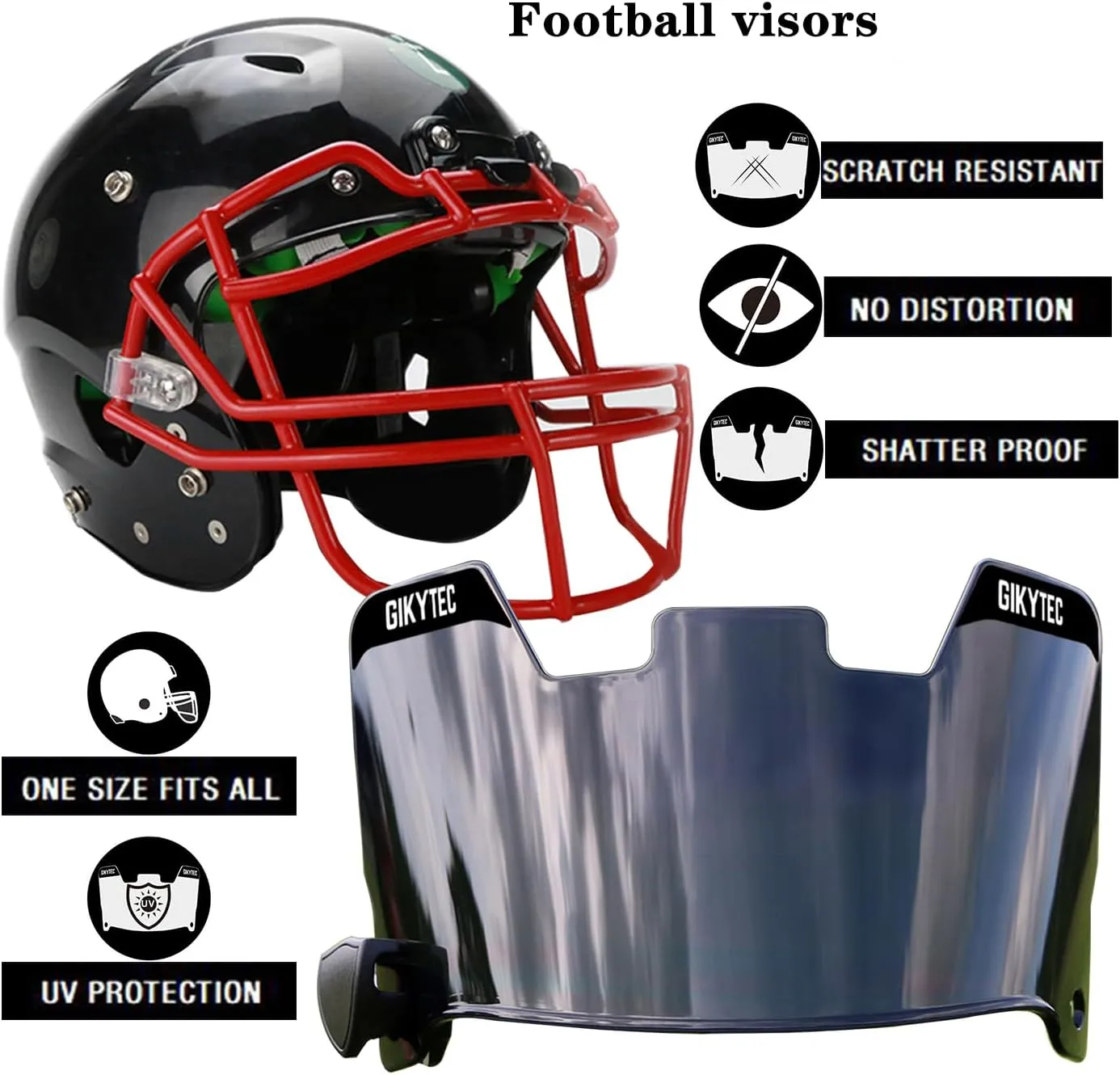Football Visor Football Helmet Visor Scratch Resistant UV Block Facial Protection Visor for Youth & Adult