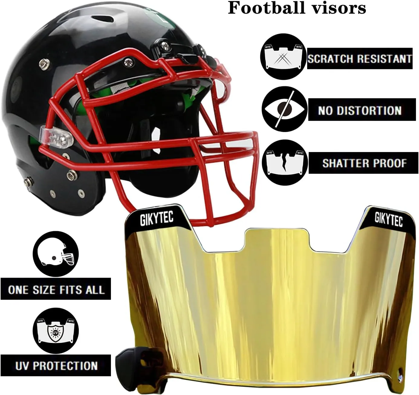 Football Visor Youth Football Helmet Visor Scratch Resistant UV Block Facial Protection Visor for Football Helmet