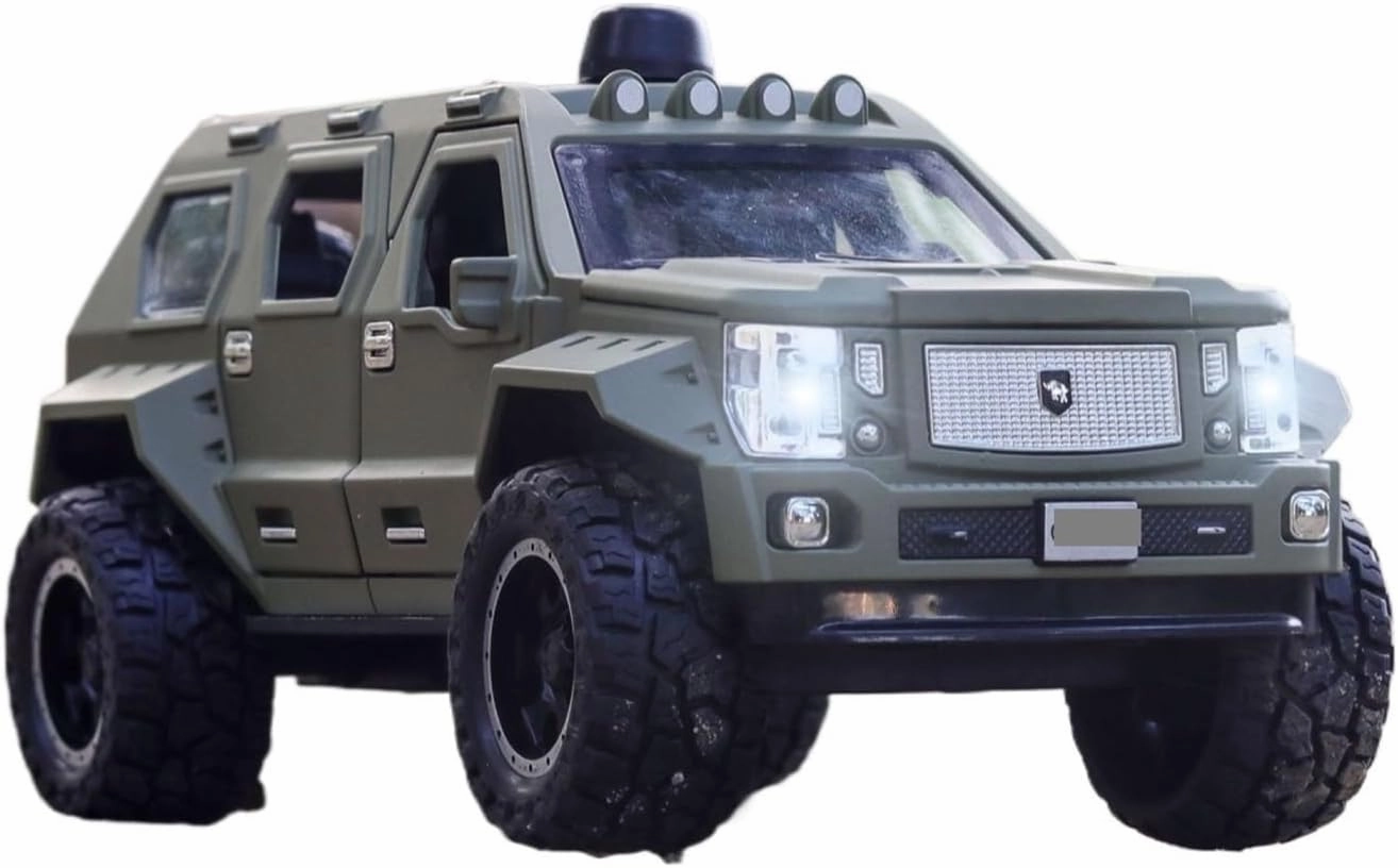 for Off Road Vehicle Model Car Alloy Pull Back Sound and Light Toys Collection Diecast Car Toys Gift 1:24(Bright Black No Box)