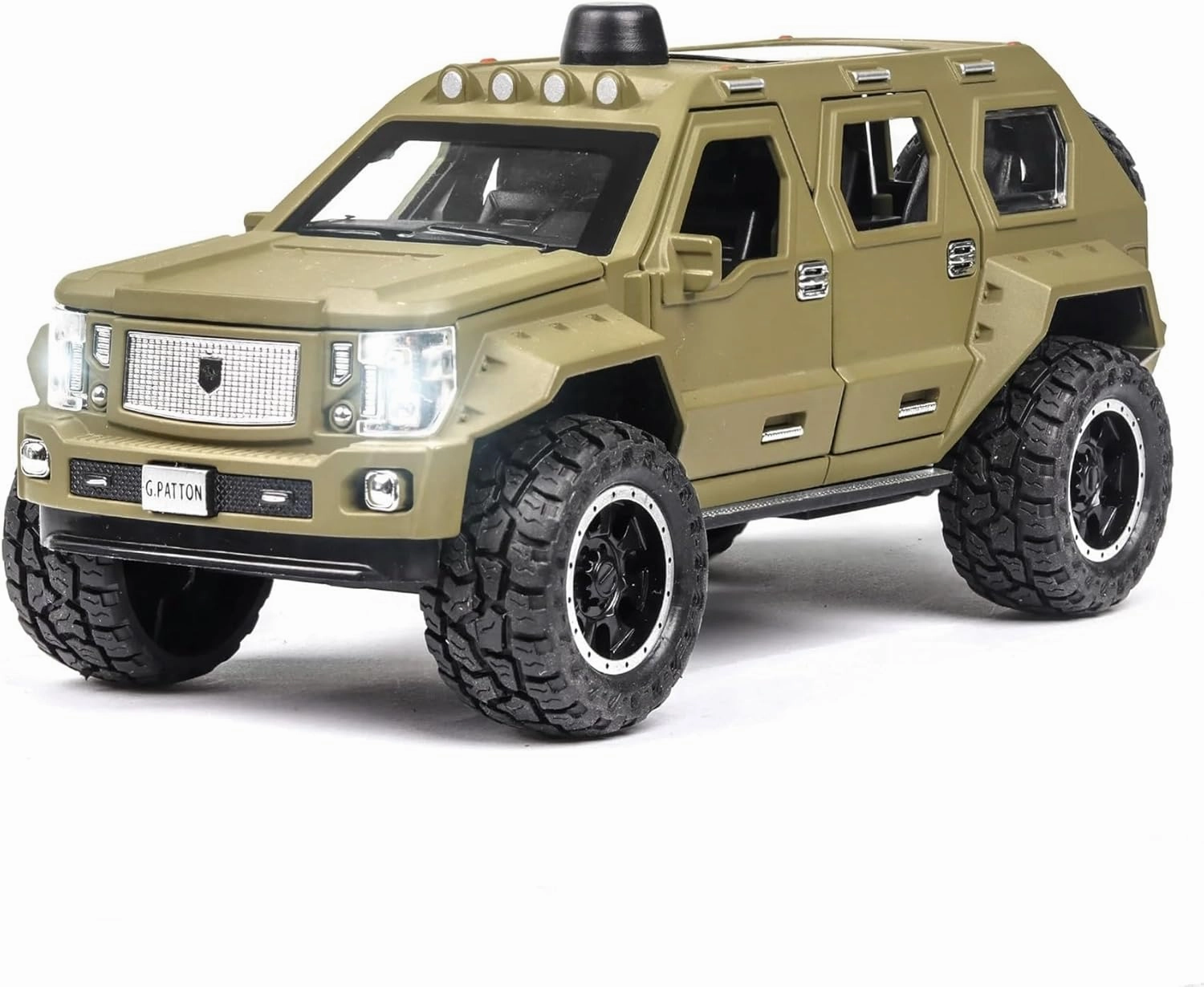 for Off Road Vehicle Model Car Alloy Pull Back Sound and Light Toys Collection Diecast Car Toys Gift 1:24(Bright Black No Box)