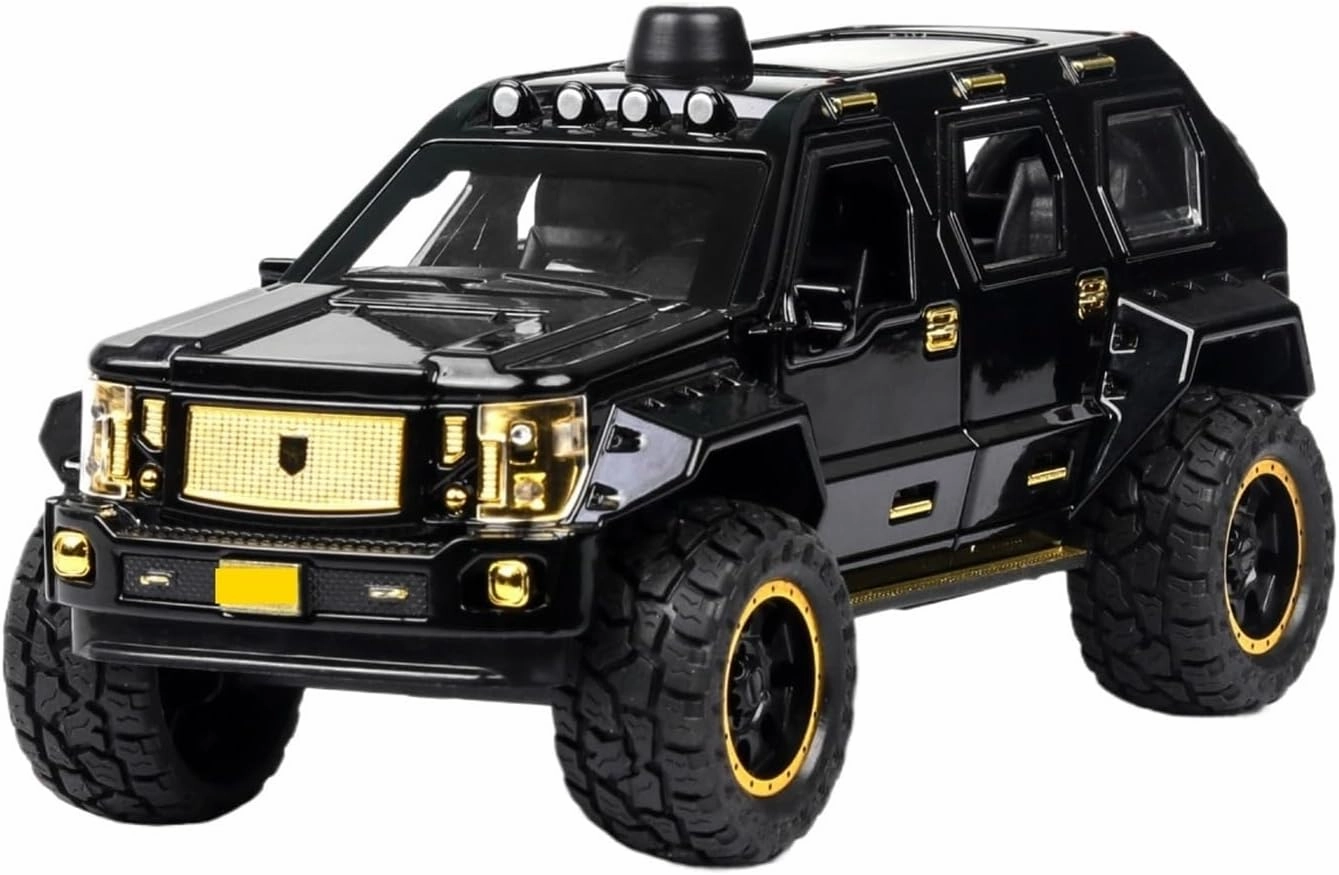 for Off Road Vehicle Model Car Alloy Pull Back Sound and Light Toys Collection Diecast Car Toys Gift 1:24(Bright Black No Box)