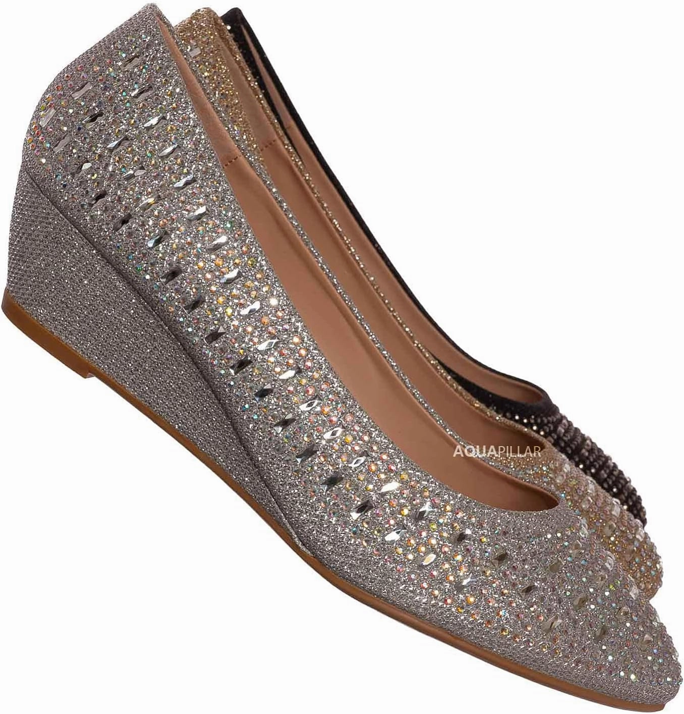 Forever Womens Low Wedge Heel Closed Toe Wedding Party Dress Sandals Shoes