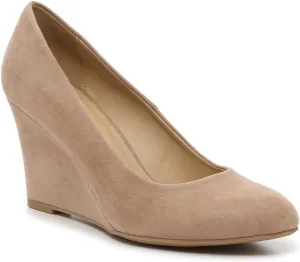 FOWT Women's Classic Wedge Pumps Basic Closed Almond Toe Thick High Heels Slip On Comfy Shoes Casual Dress Comfort Soft Walking Shoes, Nude US Size 4-16 M