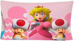 Franco Super Mario Princess Peach Kids Beauty Silky Satin Standard Reversible Pillowcase Cover 20x30 for Hair and Skin, (Official Licensed Product)