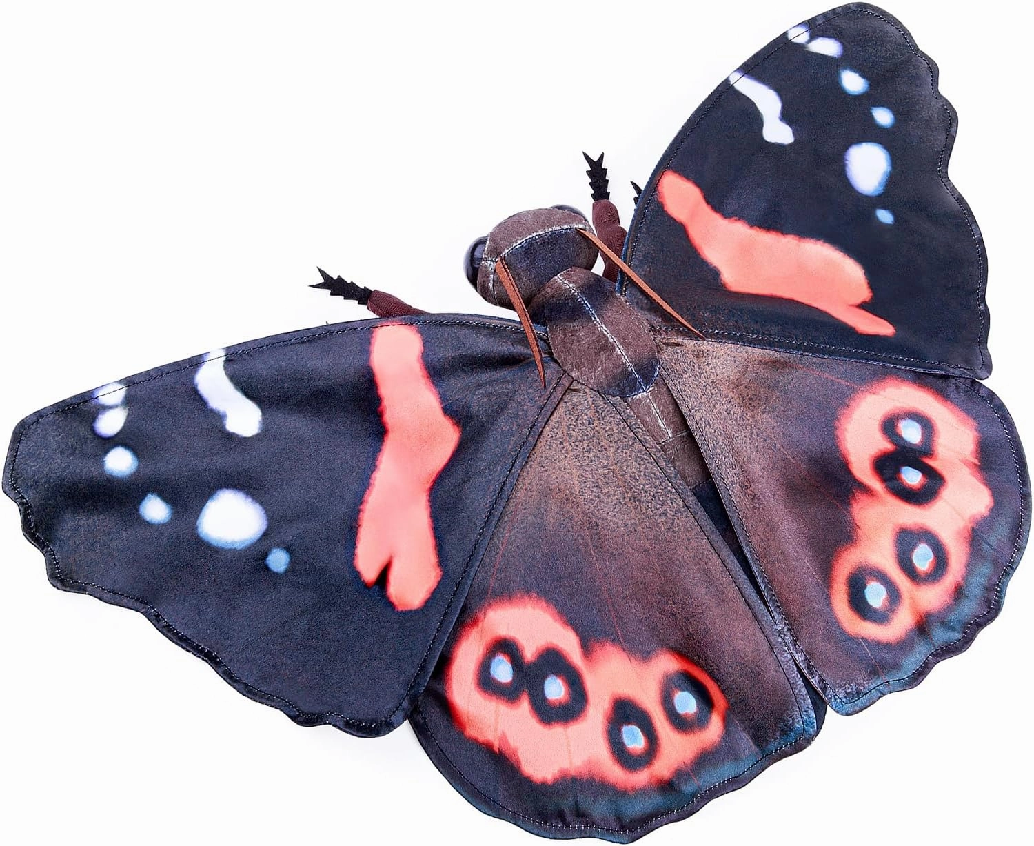 FRANKIEZHOU Realistic Red Admiral Butterfly Stuffed Animal-Black 10 Inch,Beautiful Moth Plush Toy