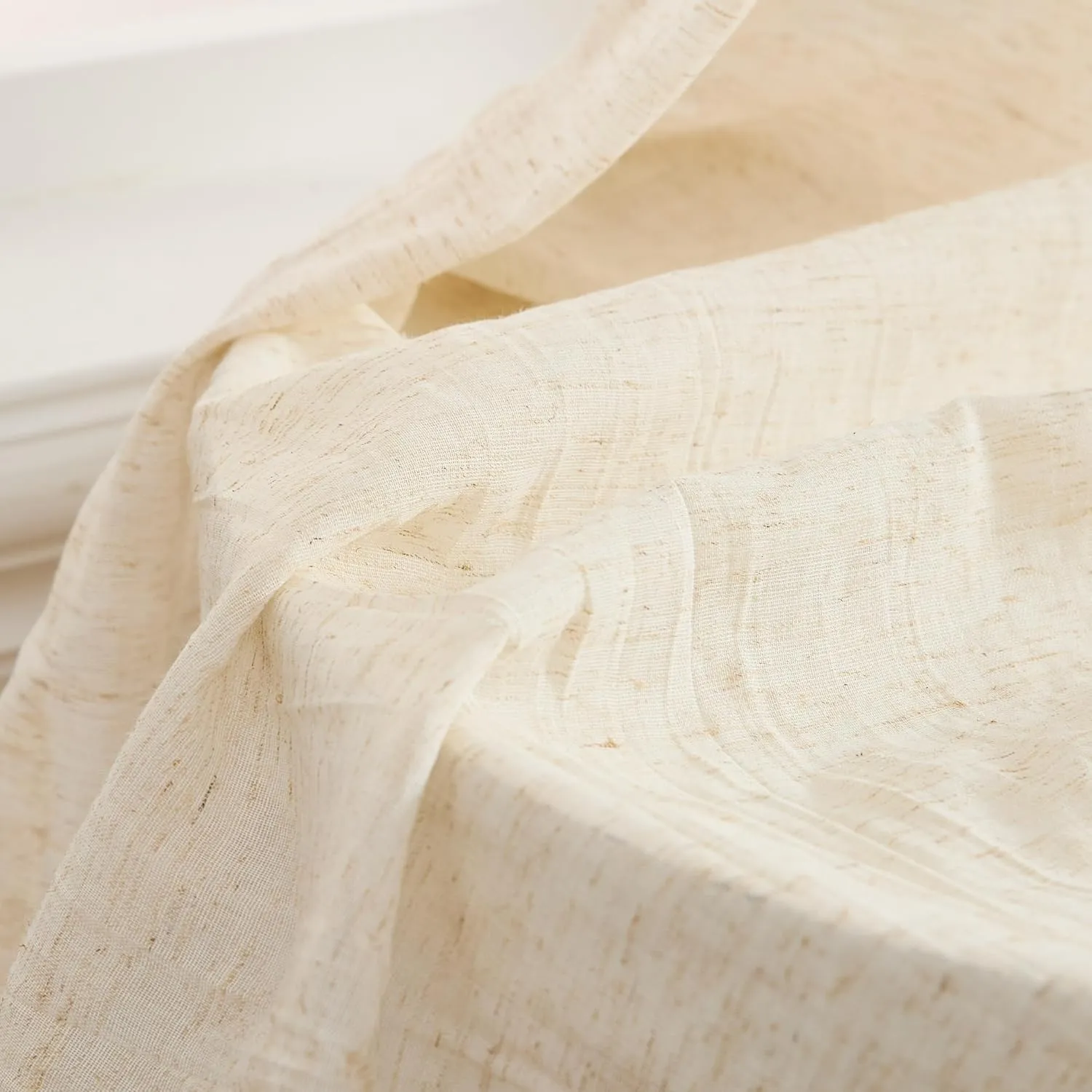 French Connection - Charter Crushed, Window Curtain, Set of 2 Panels, Semi Sheer, Modern Home Decor, Drapes for Living Room, Dining Room, Bedroom, Dorm, Measures 50" x 96", Natural