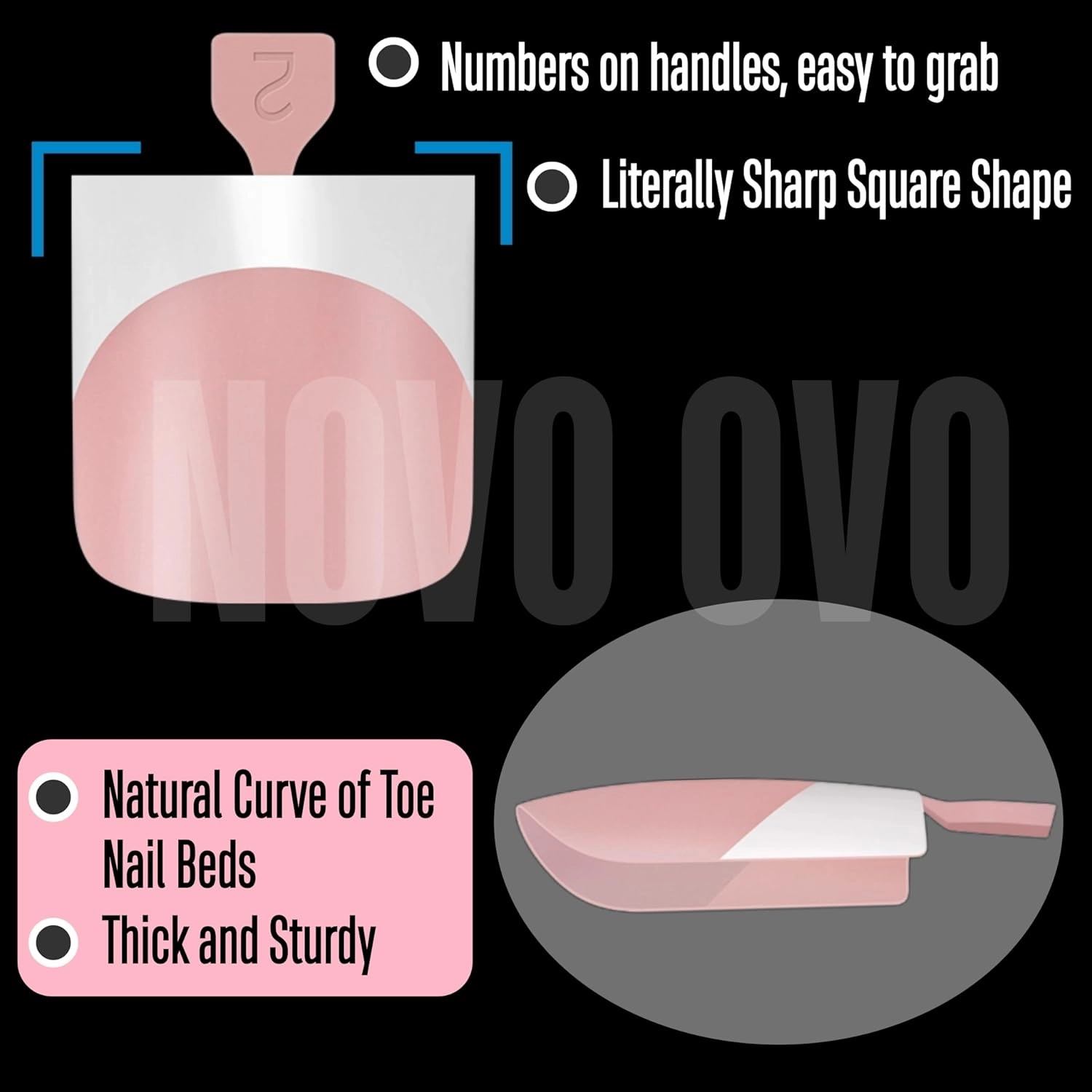 French Tip Toe Nail Tips Press on, Sharp Square Pre-Designed Soft Gel False Toenail Extension, BABY PINK Pre-applied Tip Primer & Base Coat, Full Cover Acrylic for DIY x 15 Sizes 240 pcs