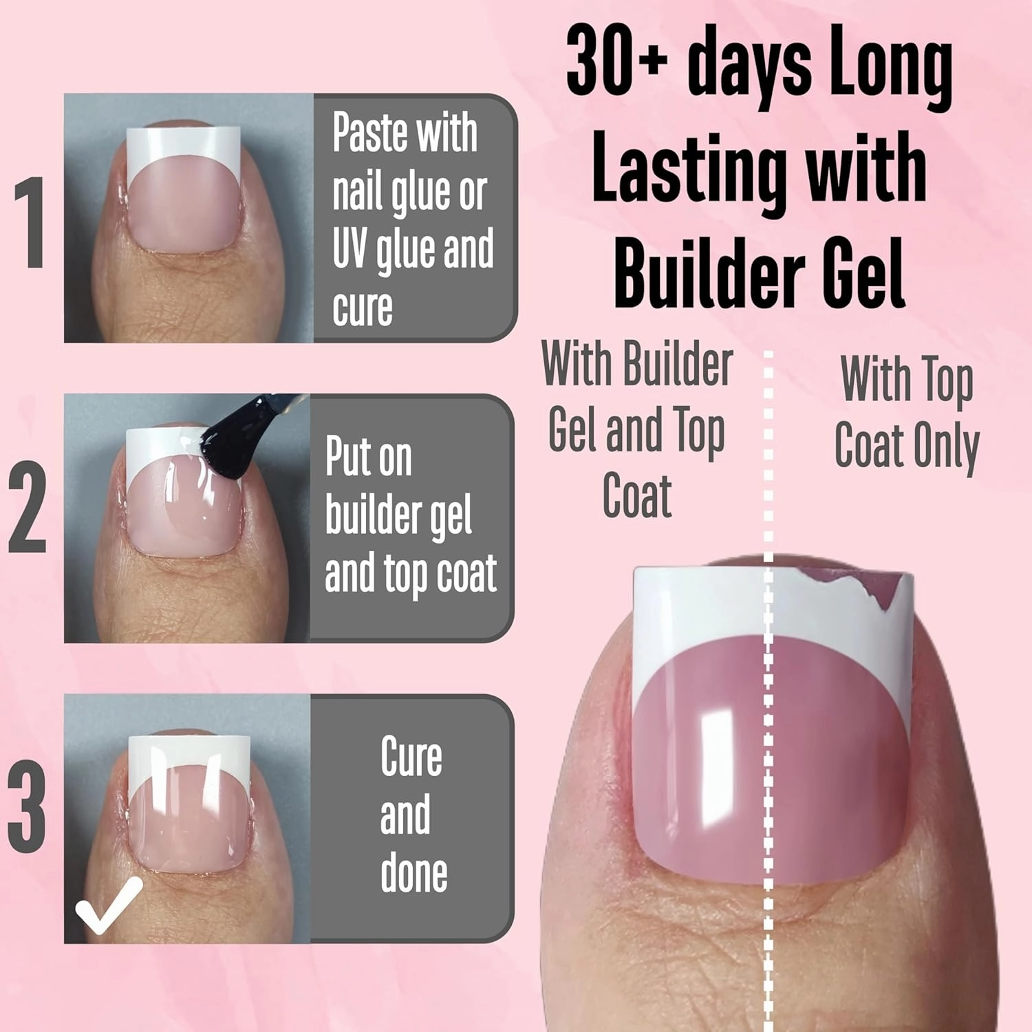 French Tip Toe Nail Tips Press on, Sharp Square Pre-Designed Soft Gel False Toenail Extension, BABY PINK Pre-applied Tip Primer & Base Coat, Full Cover Acrylic for DIY x 15 Sizes 240 pcs