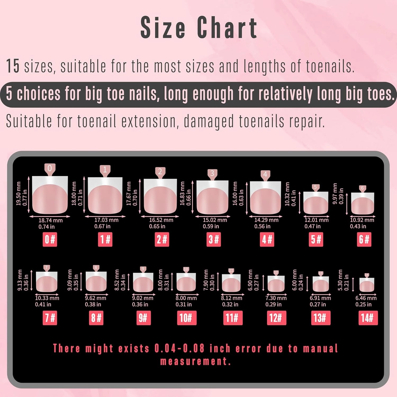 French Tip Toe Nail Tips Press on, Sharp Square Pre-Designed Soft Gel False Toenail Extension, BABY PINK Pre-applied Tip Primer & Base Coat, Full Cover Acrylic for DIY x 15 Sizes 240 pcs