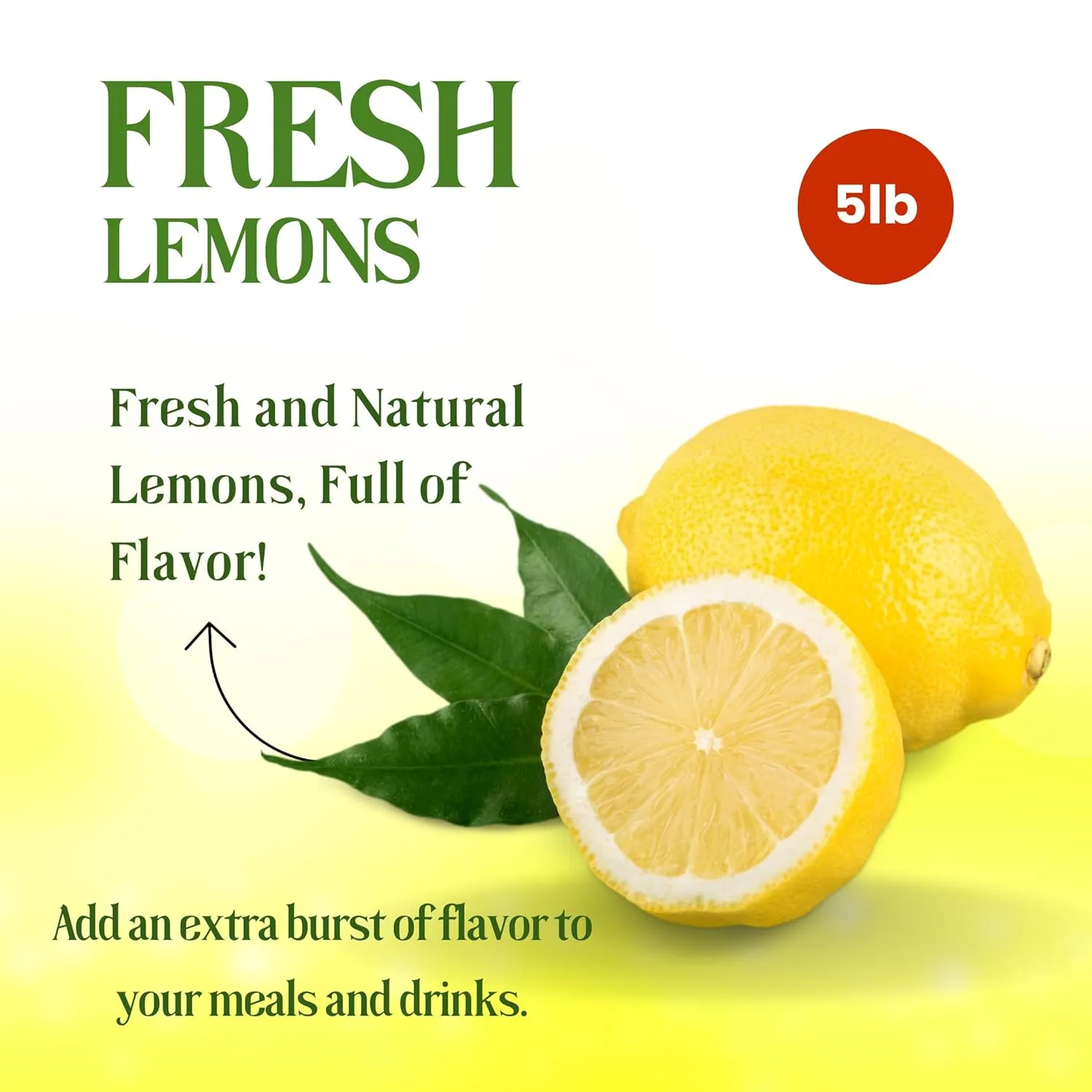 Fresh Lemons - 5 lb Bag of Whole, Juicy, Non-GMO Citrus - Perfect for Cooking, Baking, and Beverages