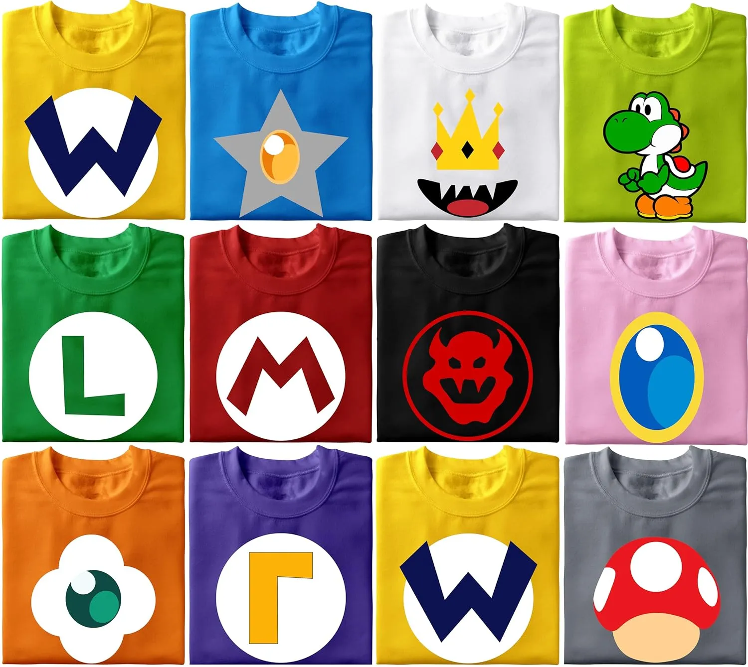 Friends Matching Shirts, Birthday Party Tshirt, Personalized Cosplay Gift, Super Family Shirt, Bowser Princess Daisy Waluigi Wario Toad Logo T Shirts