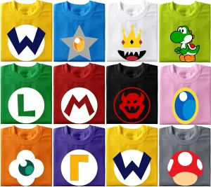 Friends Matching Shirts, Birthday Party Tshirt, Personalized Cosplay Gift, Super Family Shirt, Bowser Princess Daisy Waluigi Wario Toad Logo T Shirts
