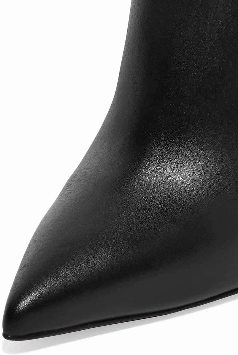 FSJ Women Trendy Pointed Toe Ankle Boot Block Chunky Gold High Heel Bootie Party Prom Shoes with Zipper Size 4-15 US