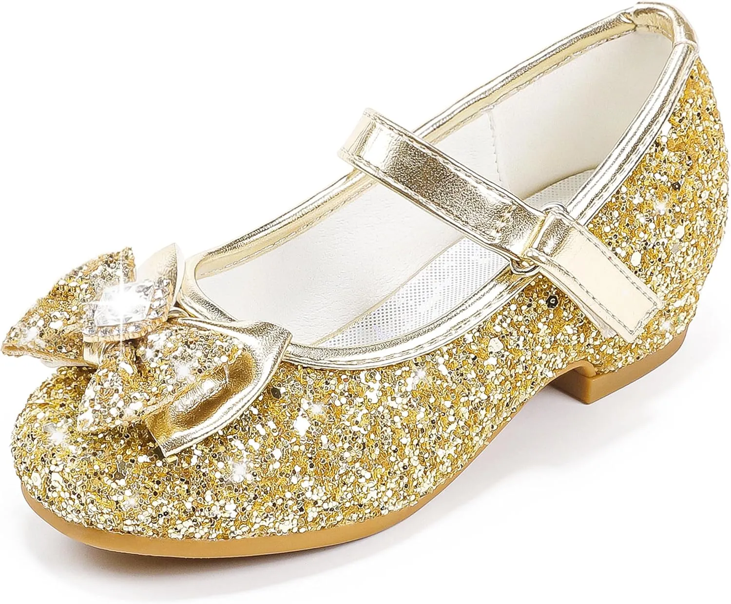 Furdeour Girls Dress Shoes Mary Jane Wedding Flower Bridesmaids Heels Glitter Princess Shoes for Kids Toddler