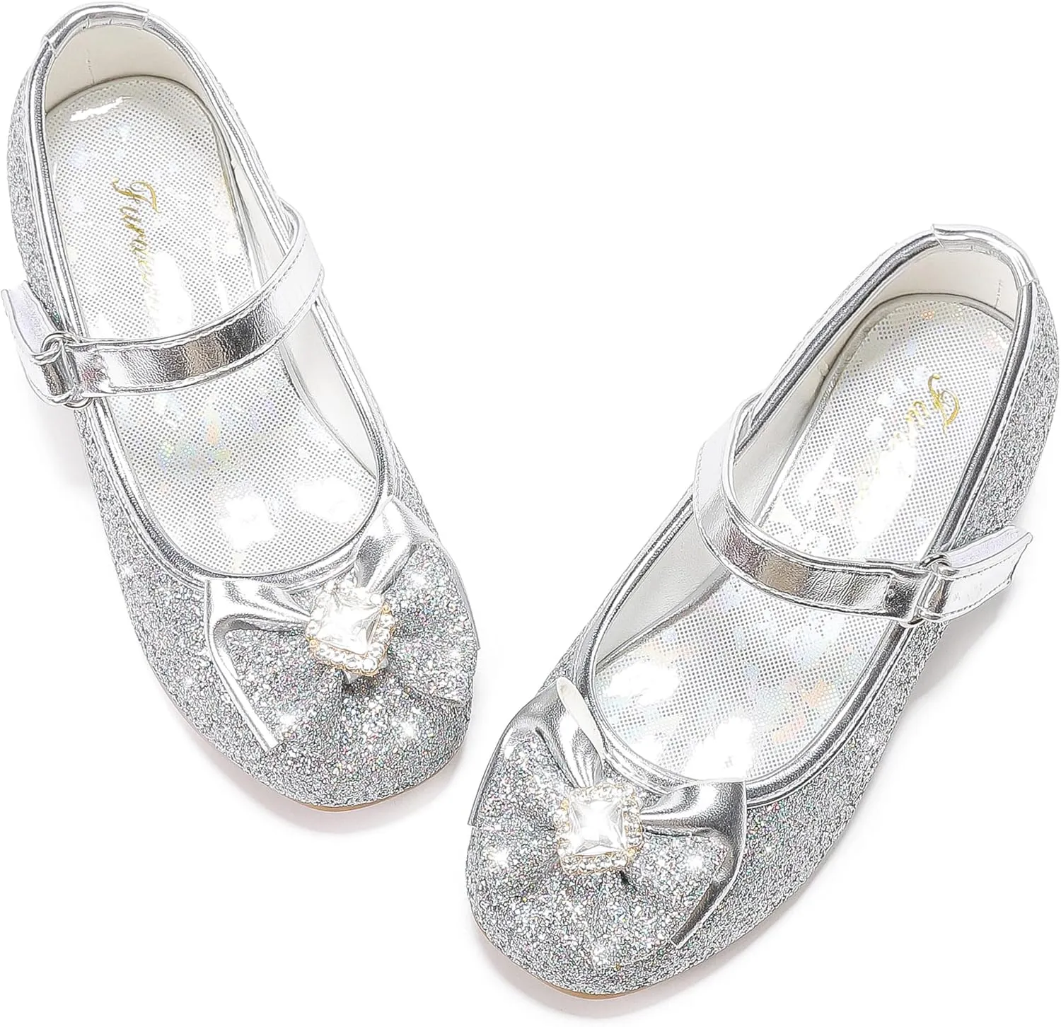 Furdeour Girls Dress Shoes Mary Jane Wedding Flower Bridesmaids Heels Glitter Princess Shoes for Kids Toddler