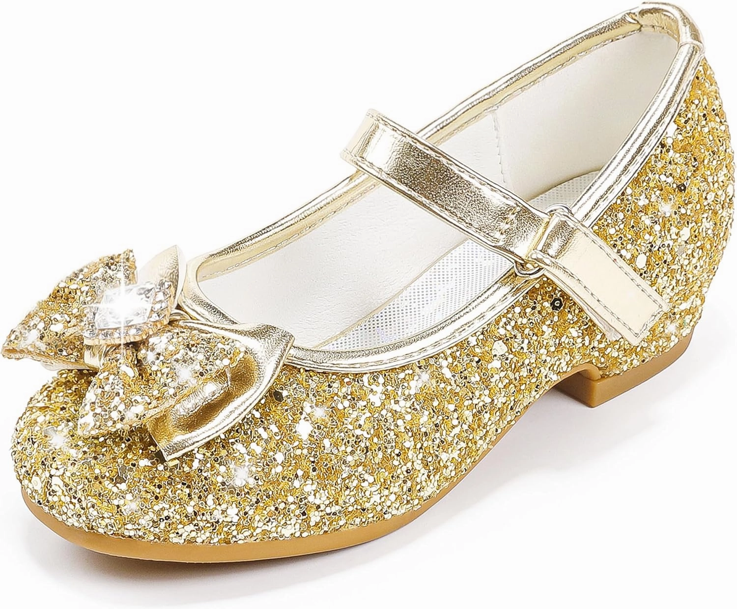 Furdeour Girls Dress Shoes Mary Jane Wedding Flower Bridesmaids Heels Glitter Princess Shoes for Kids Toddler