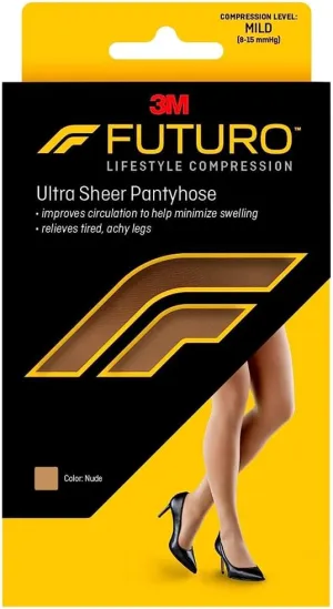 FUTURO Energizing Ultra Sheer Pantyhose For Women French Cut Mild Plus Nude, 1 Pair (Pack of 2)