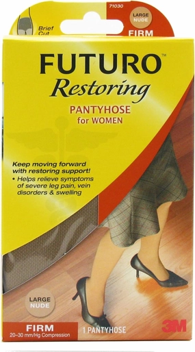 Futuro Restoring Pantyhose for Women Brief Cut Large Nude Firm - 1 pr, Pack of 2