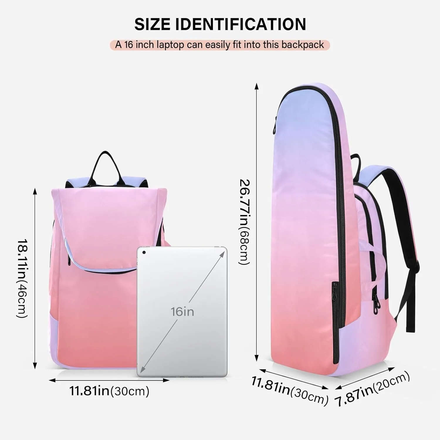 GAIGEO Silver Pink Glitter Tennis Racquet Bag, Multiple Storage Compartments, Foldable Racket Pocket