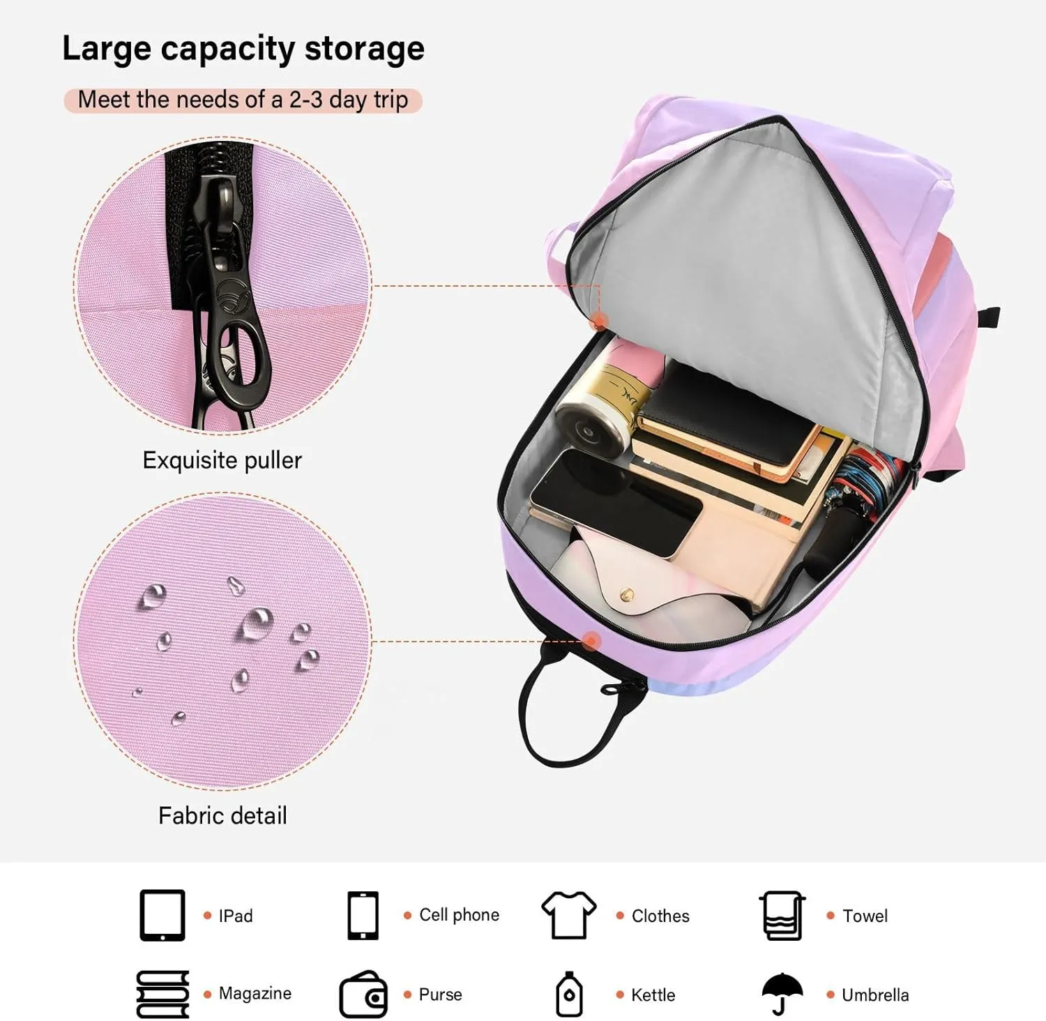 GAIGEO Silver Pink Glitter Tennis Racquet Bag, Multiple Storage Compartments, Foldable Racket Pocket