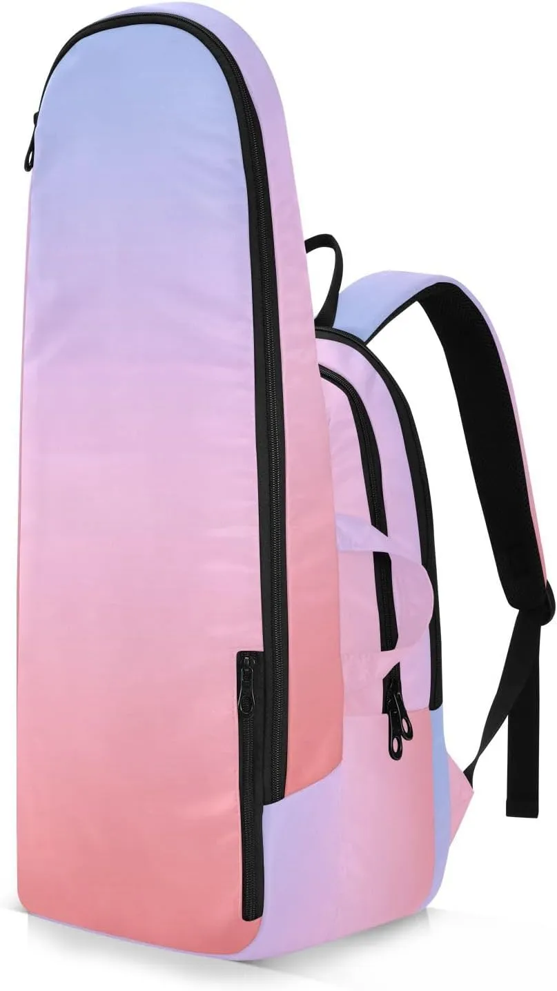 GAIGEO Silver Pink Glitter Tennis Racquet Bag, Multiple Storage Compartments, Foldable Racket Pocket