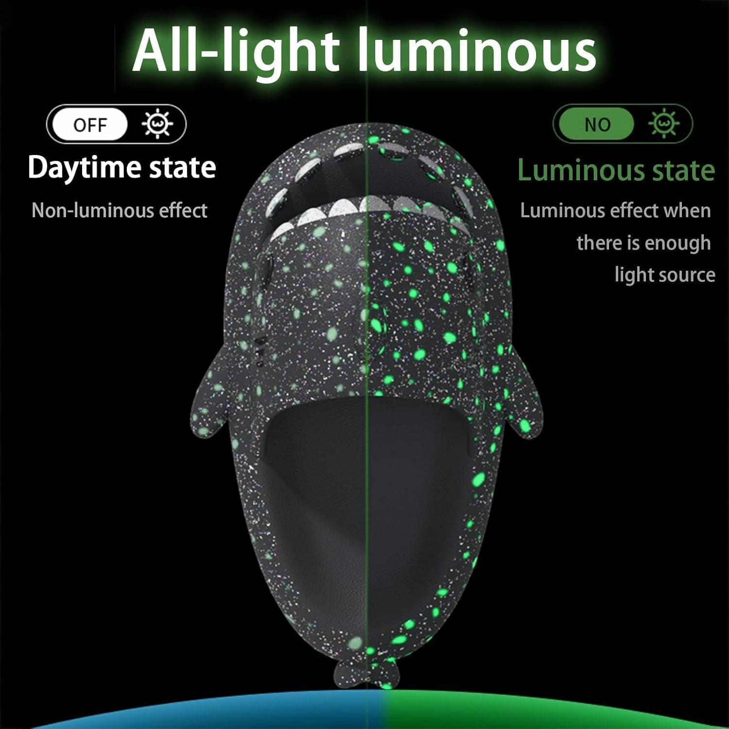 Galaxy Shark Slides, Cloud Shark Slides Glow in the Dark Thick Sole Non-slip Open Toe Shark Slippers
