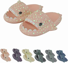 Galaxy Shark Slides, Cloud Shark Slides Glow in the Dark Thick Sole Non-slip Open Toe Shark Slippers