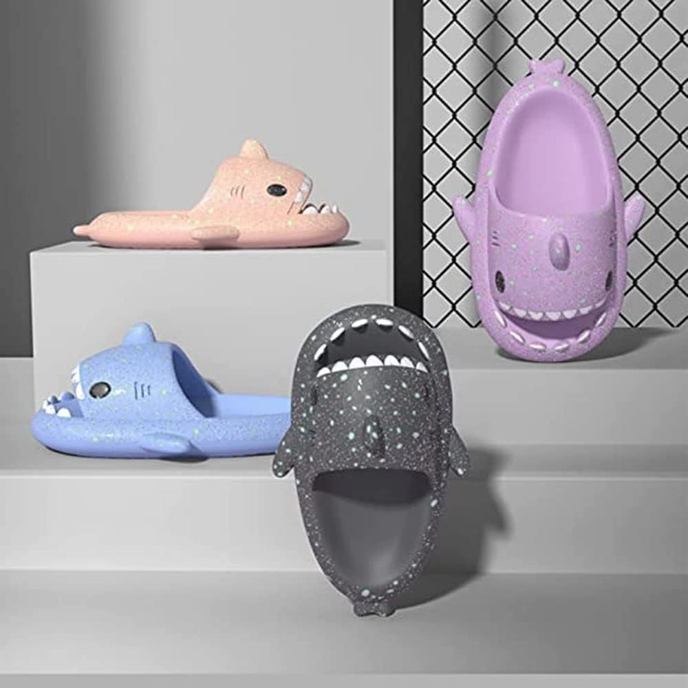 Galaxy Shark Slides, Cloud Shark Slides Glow in the Dark Thick Sole Non-slip Open Toe Shark Slippers