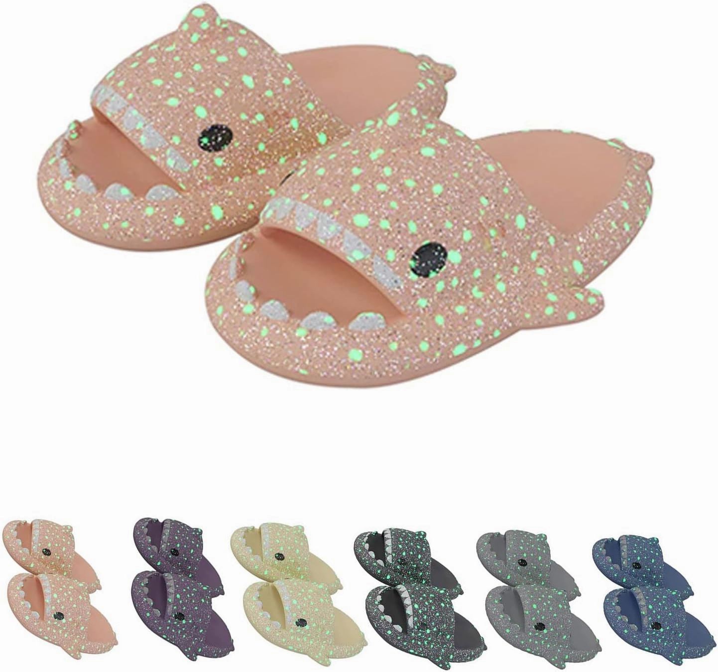 Galaxy Shark Slides, Cloud Shark Slides Glow in the Dark Thick Sole Non-slip Open Toe Shark Slippers
