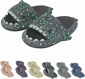 Galaxy Shark Slides, Cloud Shark Slides Glow in the Dark Thick Sole Non-slip Open Toe Shark Slippers