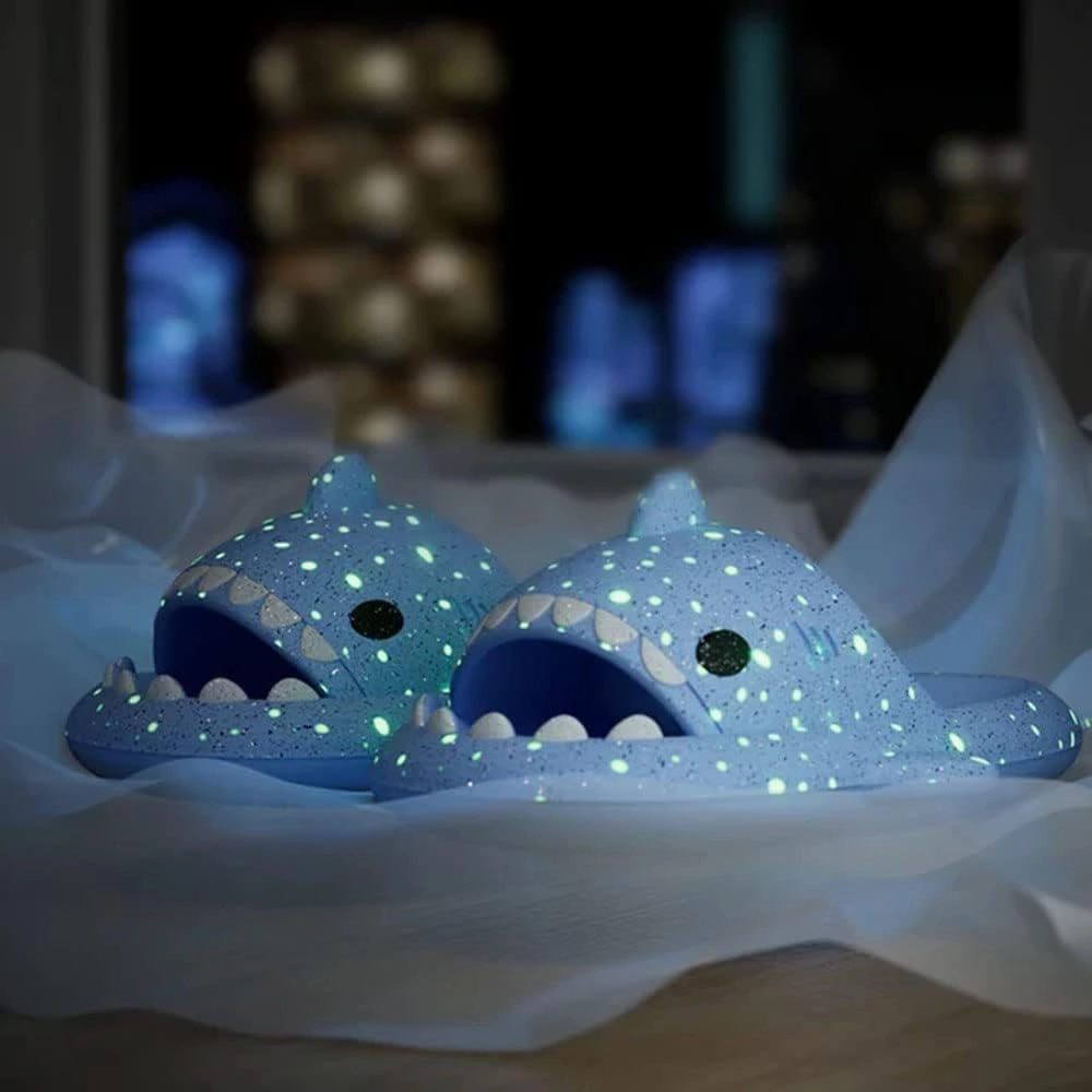 Galaxy Shark Slides, Cloud Shark Slides Glow in the Dark Thick Sole Non-slip Open Toe Shark Slippers