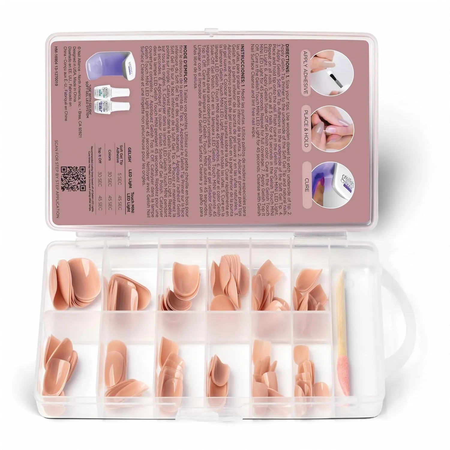 Gelish Nude Soft Gel Tips - Full Coverage Nude Color Soft Gel Tips, Press On Nails, Clear Nail Tips