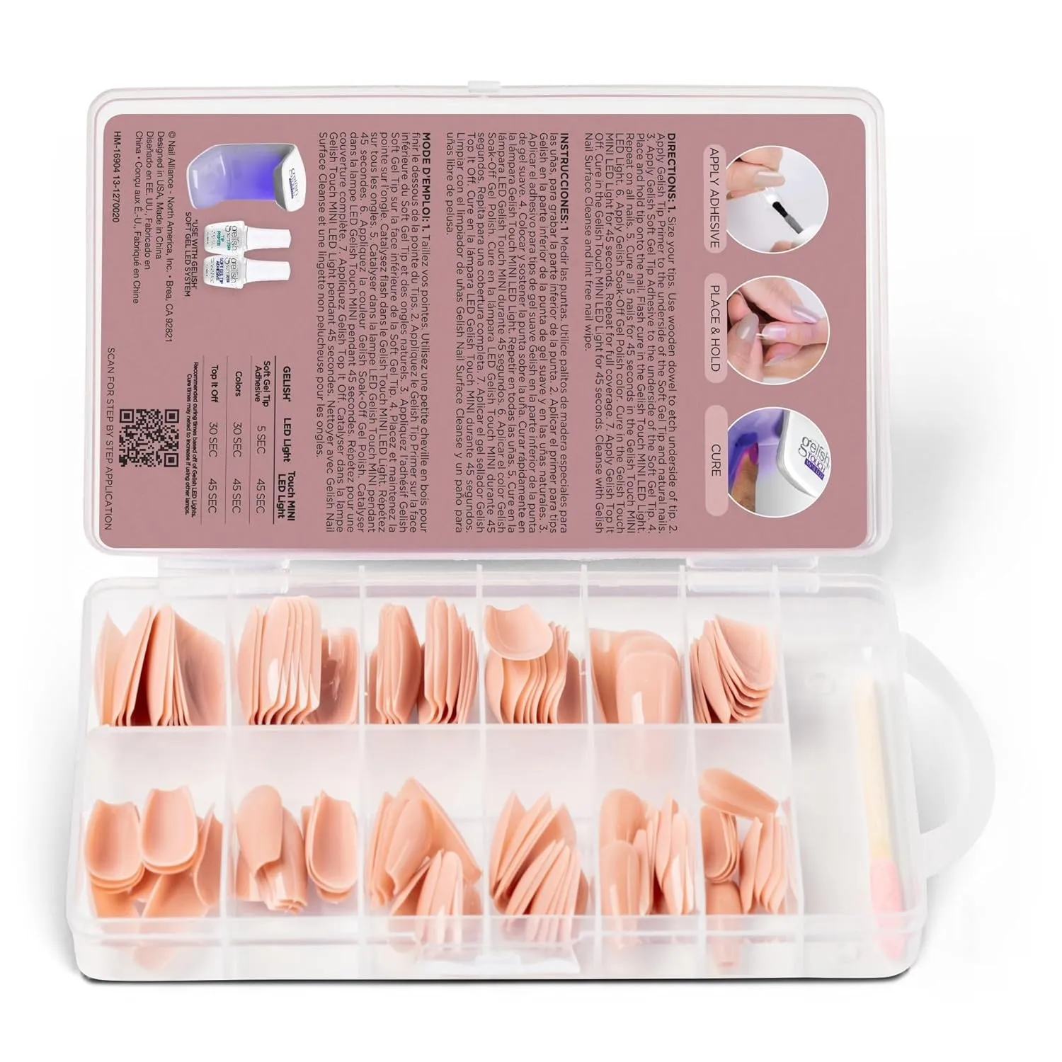Gelish Nude Soft Gel Tips - Full Coverage Nude Color Soft Gel Tips, Press On Nails, Clear Nail Tips
