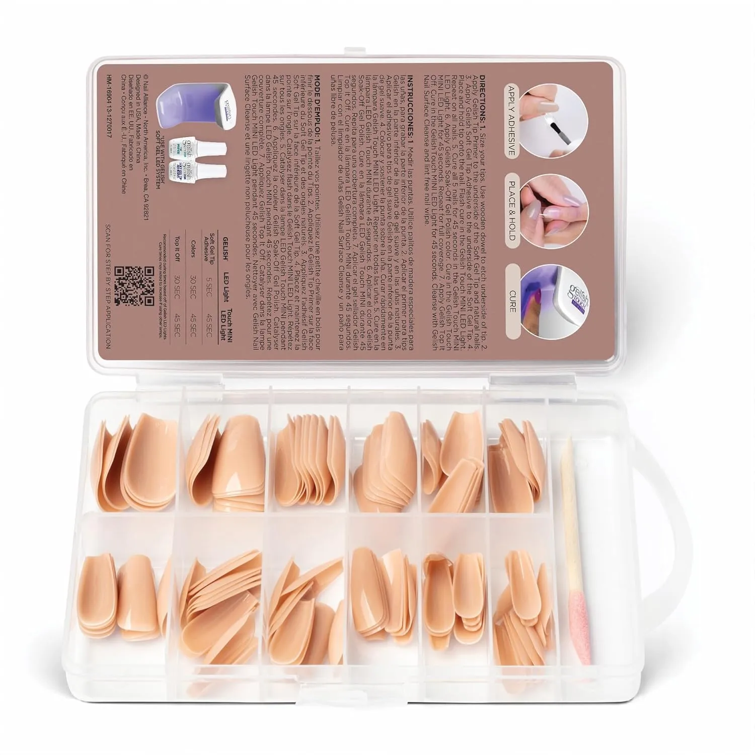 Gelish Nude Soft Gel Tips - Full Coverage Nude Color Soft Gel Tips, Press On Nails, Clear Nail Tips