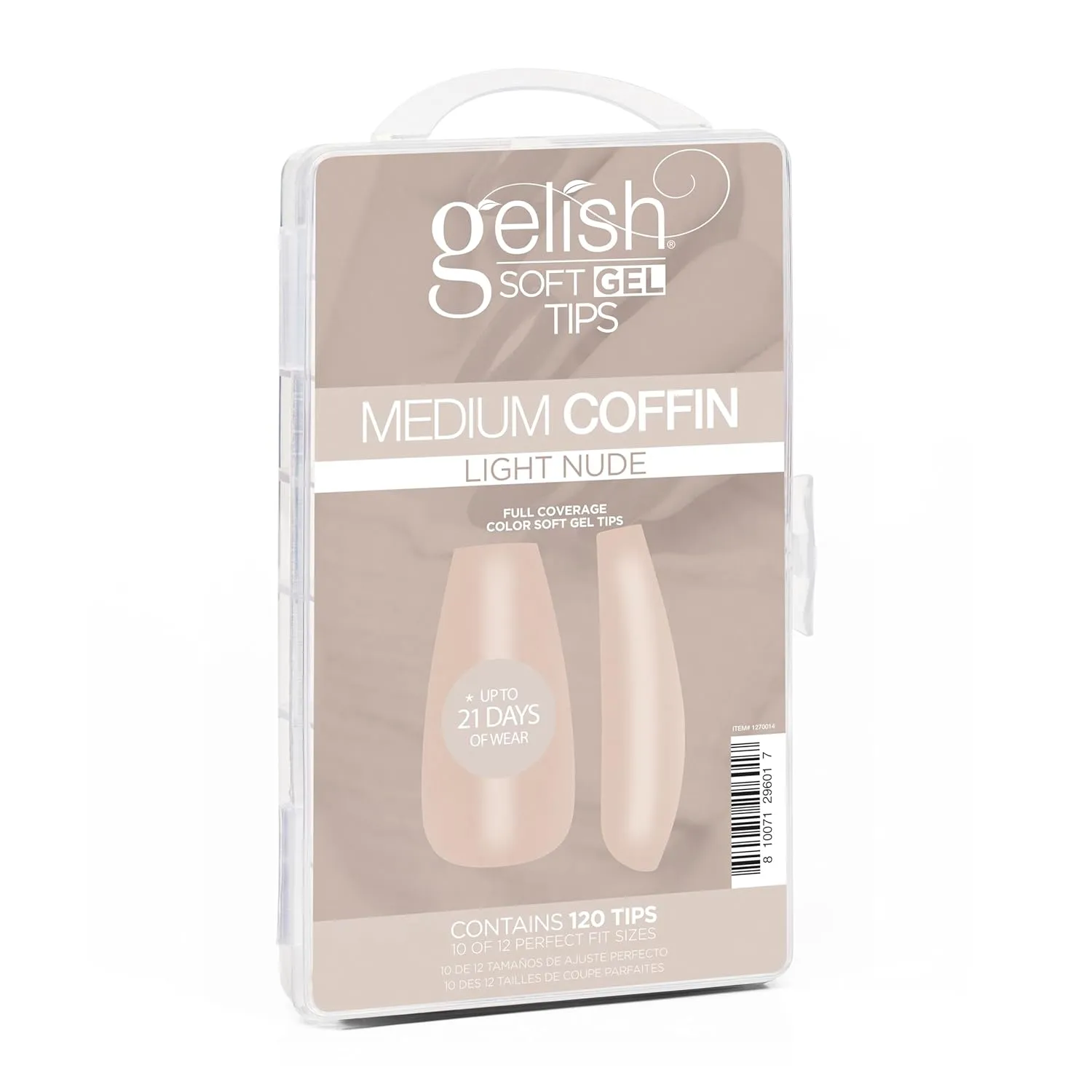 Gelish Nude Soft Gel Tips - Full Coverage Nude Color Soft Gel Tips, Press On Nails, Clear Nail Tips