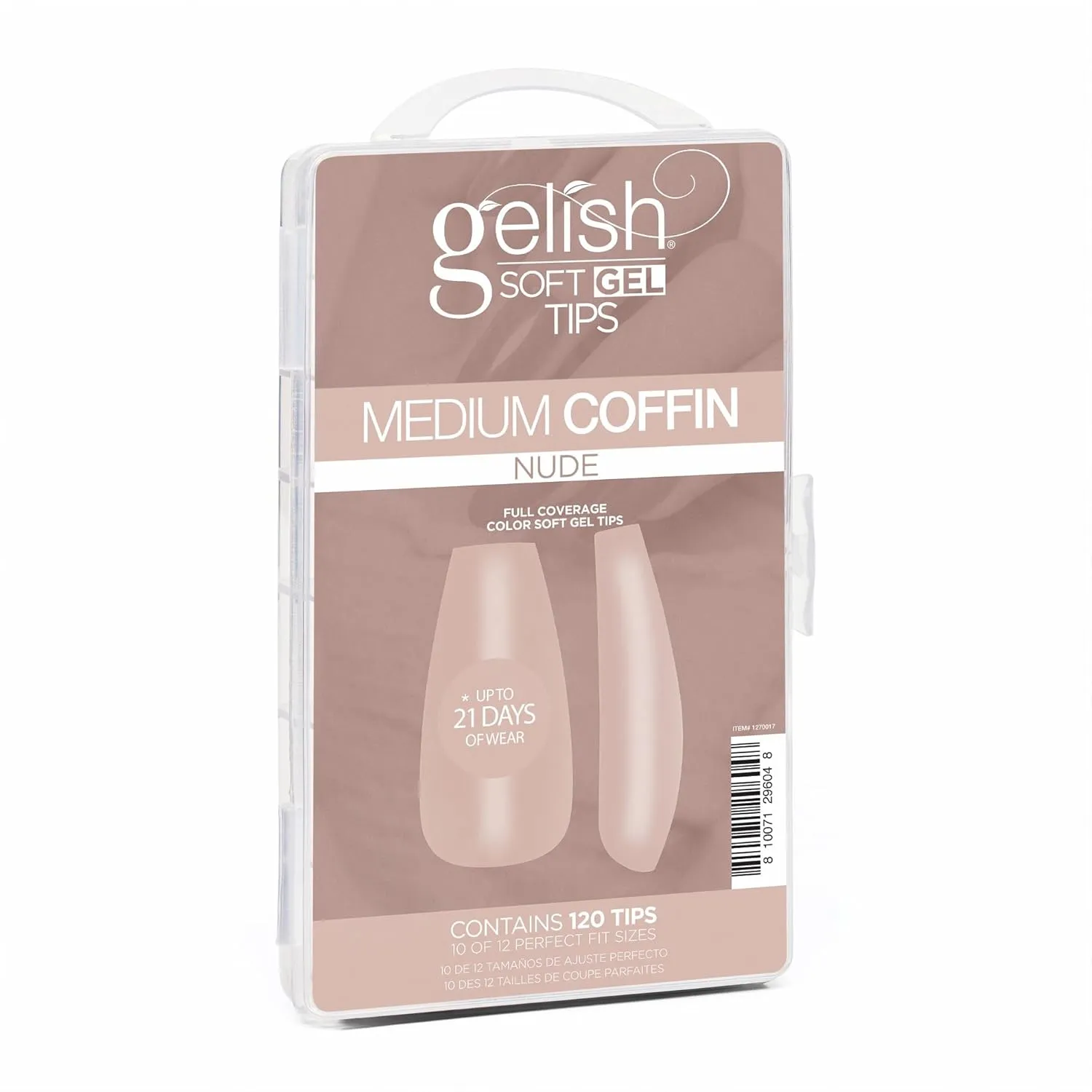 Gelish Nude Soft Gel Tips - Full Coverage Nude Color Soft Gel Tips, Press On Nails, Clear Nail Tips
