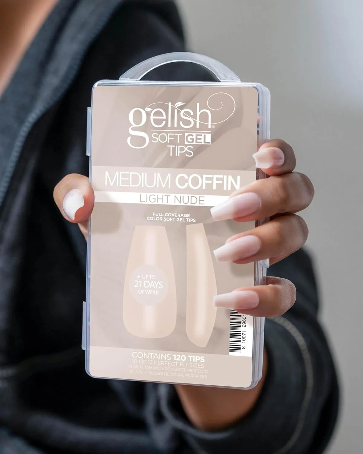 Gelish Nude Soft Gel Tips - Full Coverage Nude Color Soft Gel Tips, Press On Nails, Clear Nail Tips
