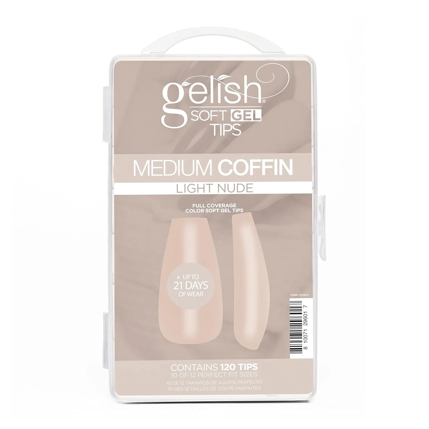 Gelish Nude Soft Gel Tips - Full Coverage Nude Color Soft Gel Tips, Press On Nails, Clear Nail Tips