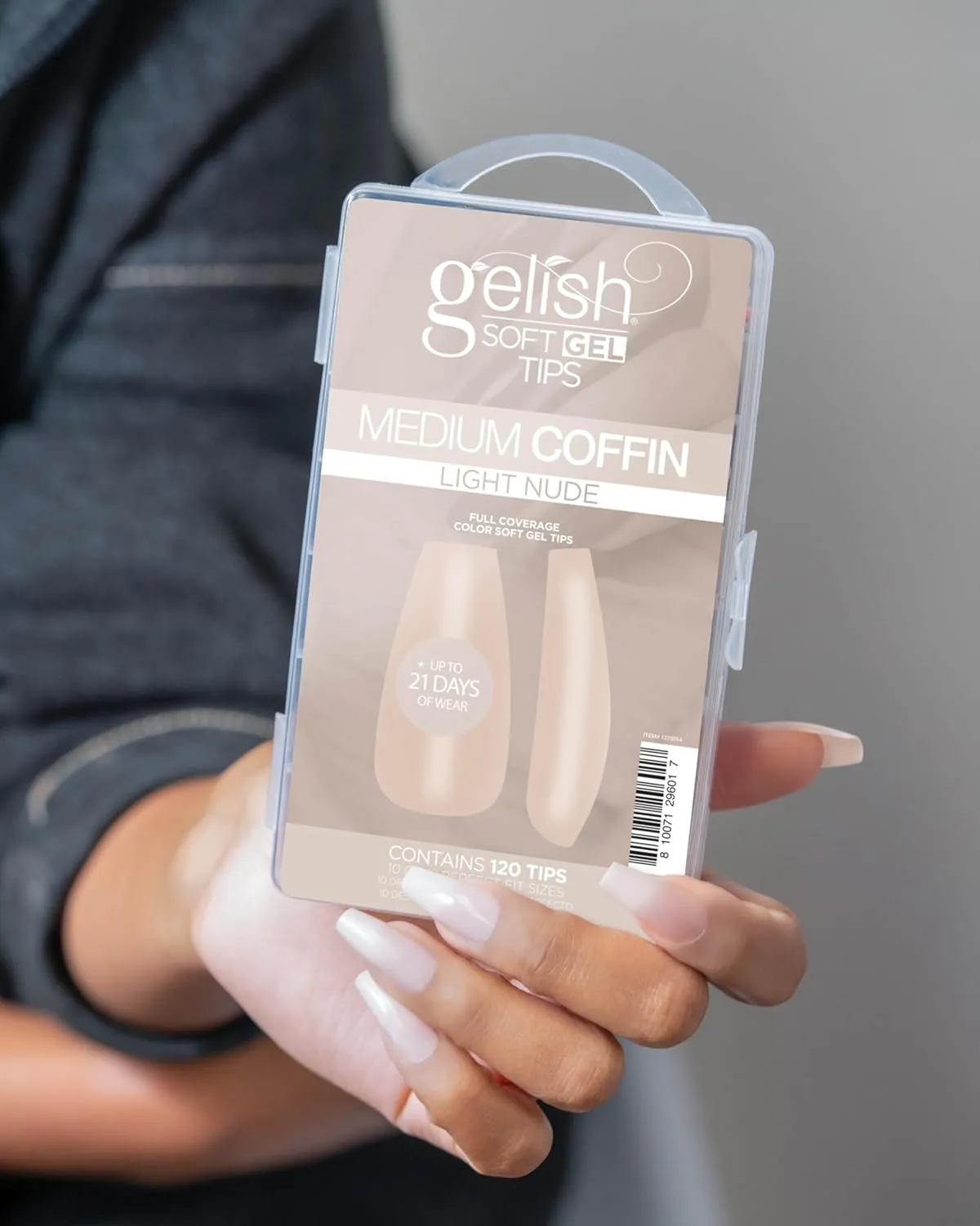Gelish Nude Soft Gel Tips - Full Coverage Nude Color Soft Gel Tips, Press On Nails, Clear Nail Tips