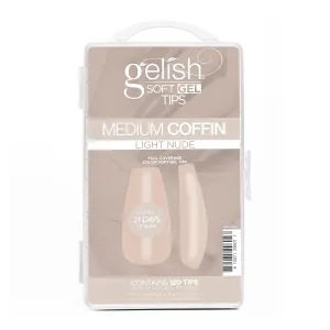 Gelish Nude Soft Gel Tips - Full Coverage Nude Color Soft Gel Tips, Press On Nails, Clear Nail Tips
