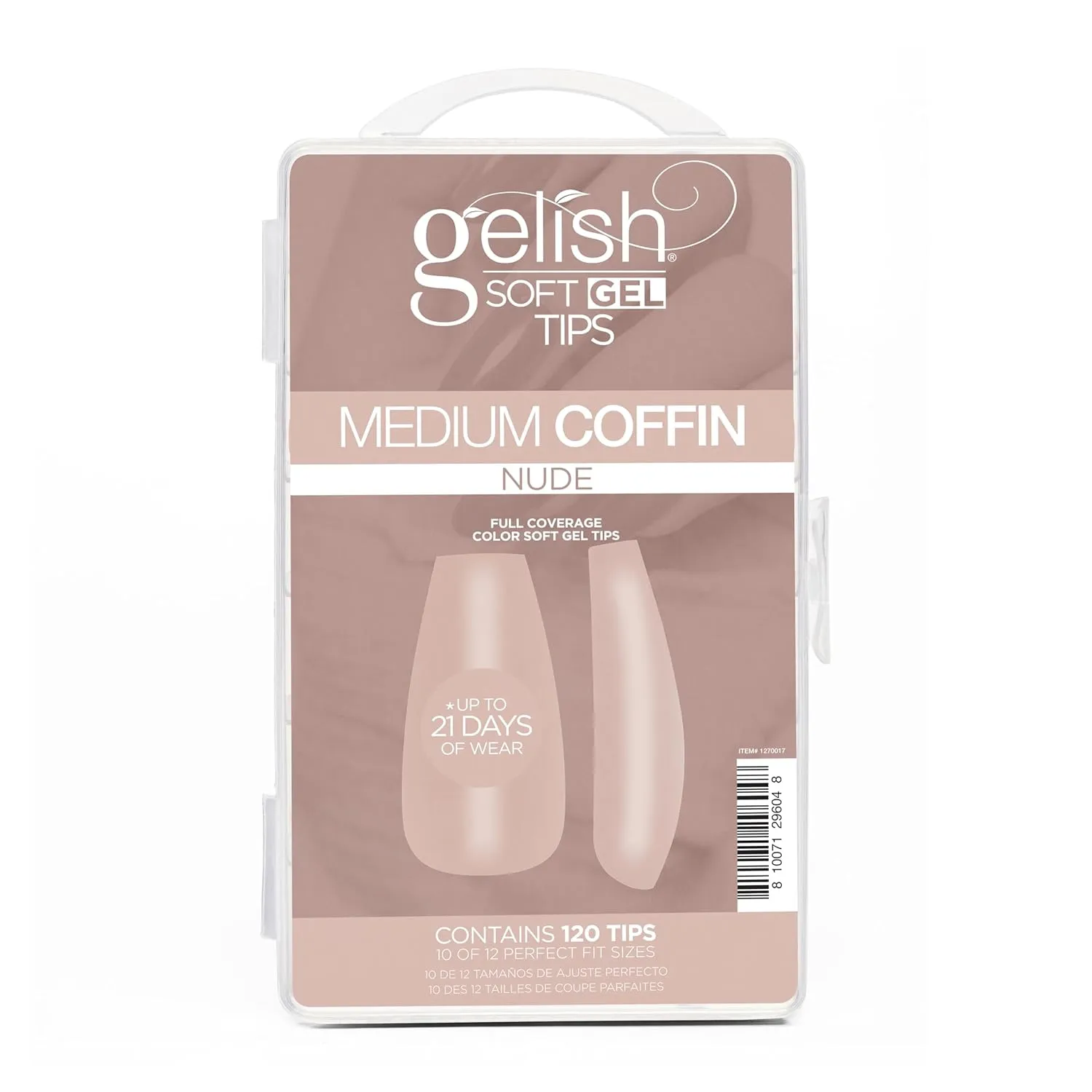 Gelish Nude Soft Gel Tips - Full Coverage Nude Color Soft Gel Tips, Press On Nails, Clear Nail Tips